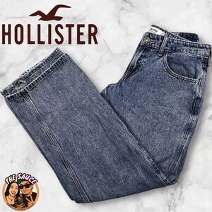 Hollister Low Rise Baggy Jeans Acid Wash Blue Denim Womens 6 Long‎ Y2K Skater